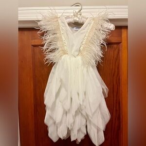 Cream Feathered Dress